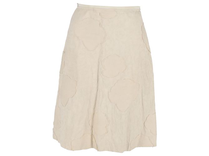 Saia Midi Piazza Sempione em Algodão Creme Branco Cru