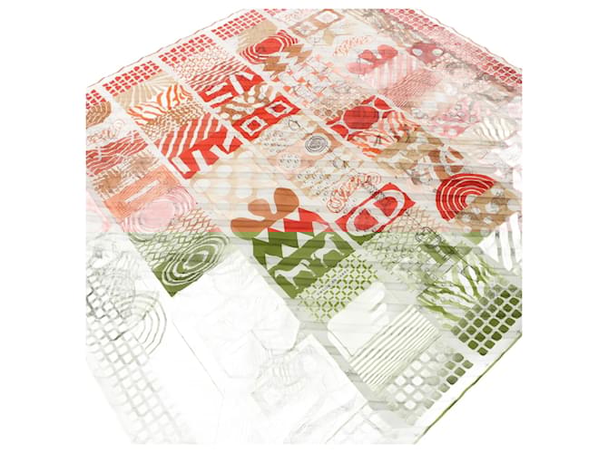 Hermès Hermes Carré 90 Plisse Twilly au Bloc Scarf Red Multiple colors Silk  ref.2085776