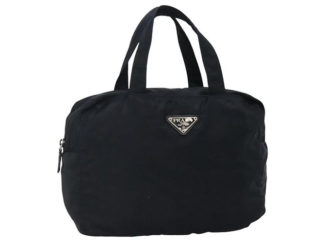 PRADA Handtasche aus Nylon in Marineblau Silber authentisch bs22993
