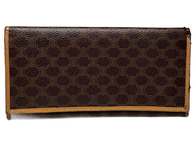 Céline Vintage Celine Paris Leather Monogram ID Holder Brown