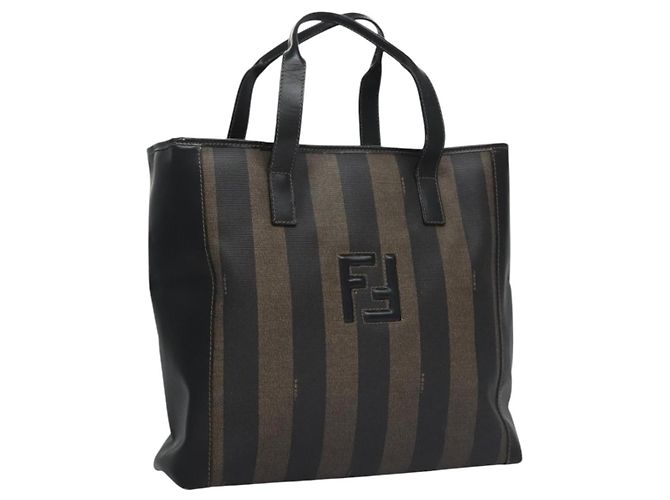 Pequin FENDI Pecan Canvas Tote Bag Braun Schwarz Auth BD578