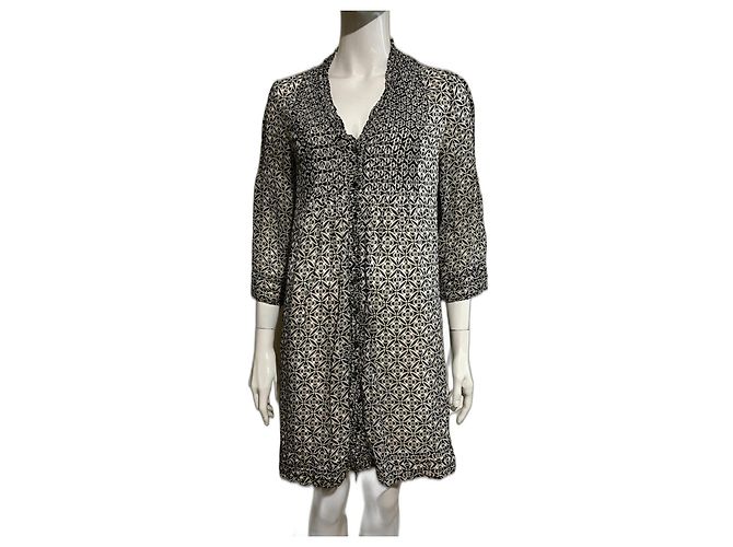 Diane Von Furstenberg DvF Layla Seidenkleid in Schwarz und Weiß
