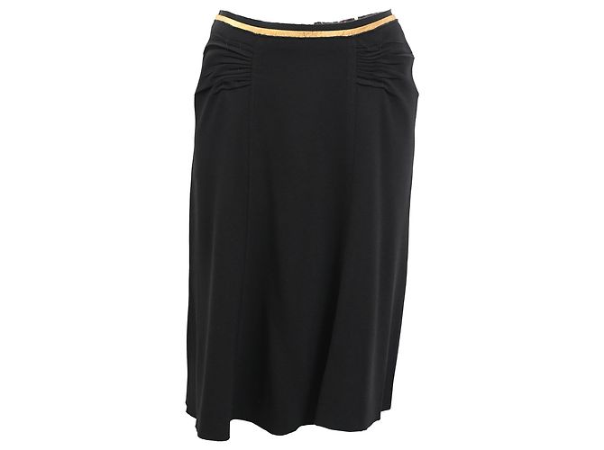Prada Midi-Rock aus schwarzer Viskose mit Raffung