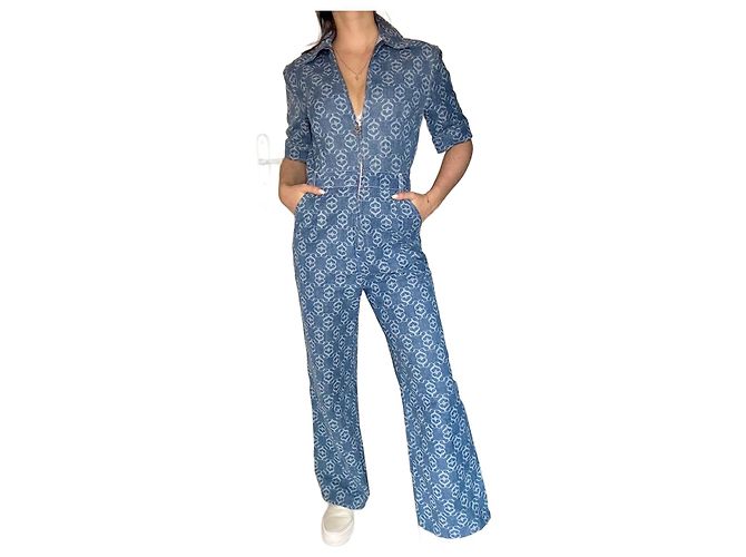 Printed blue denim jumpsuit Sandro size 38