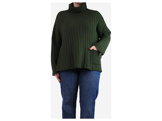 Autre Marque Green ribbed pocket jumper - size M Cashmere  ref.2087638