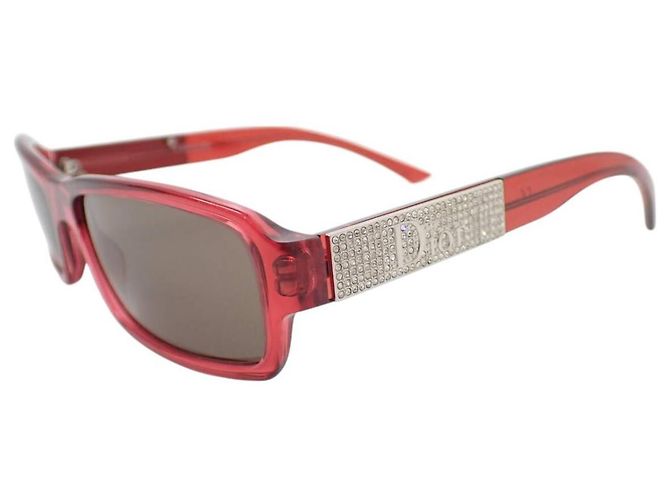 Occhiali da sole Christian Dior Sunstrass 2 con strass rosa e rosso.