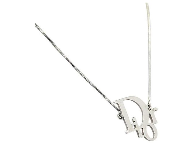 Collana a catena vintage con monogramma argento Christian Dior
