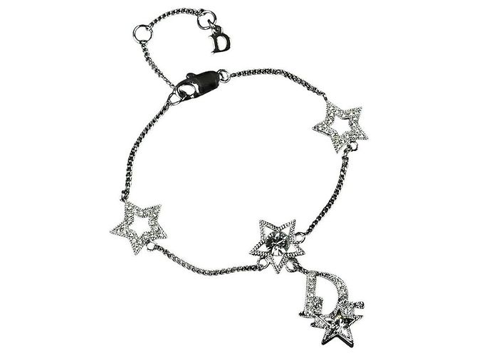 Pulsera de cadena estrella de strass plateado Christian Dior Plata