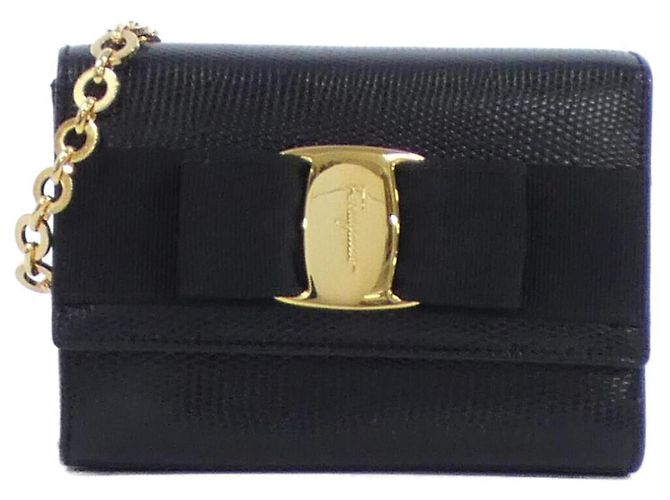 Borsa a spalla in pelle nera Salvatore Ferragamo Nero