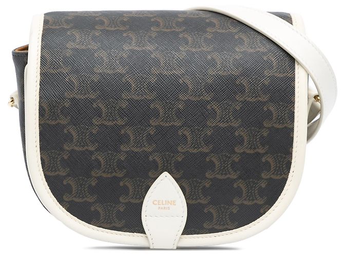 Céline Celine Brown Medium Triomphe Toile Enduite Folco Sac Bandoulière