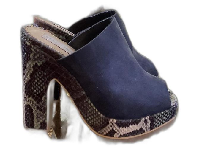 Stella Mc Cartney Mule con platform Stella McCartney blu nubuck