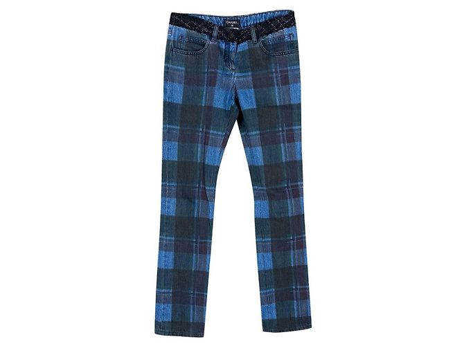 Chanel Nuevos Jeans Tartan Icon París / Edimburgo Azul