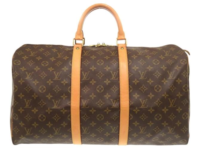 Louis Vuitton Keepall 50 Monogram Boston Bag Brown Patent leather  ref.2088425