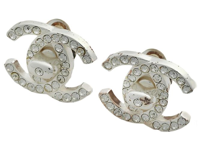 Chanel Coco Mark Clip Ohrringe Silber