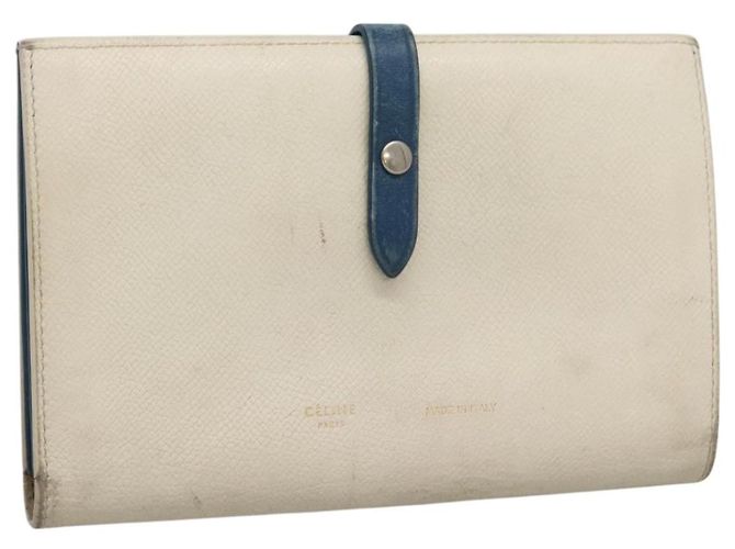 Céline CELINE Gran Cartera con Correa de Cuero Blanca Auth ar13263 Blanco