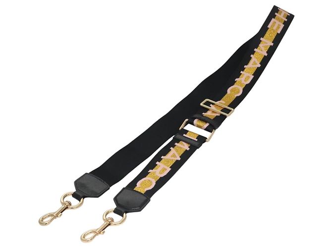 Marc Jacobs Adjustable Shoulder Strap Canvas 38.6""-57.1"" Black Auth am7732