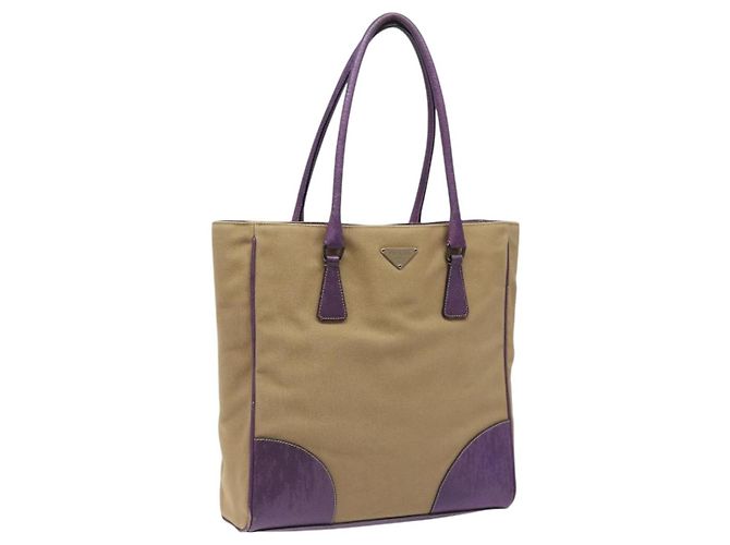 PRADA Bolsa Tote de Lona Beige Auth ep7542