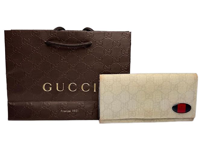 Vintage Gucci Monogram Leather Wallet White