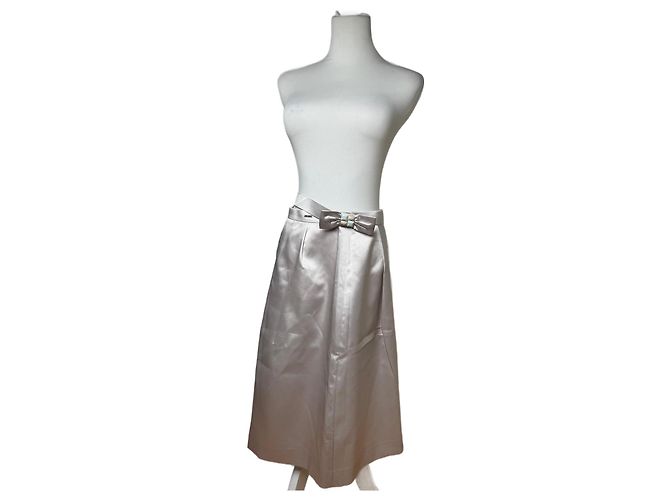Vintage Courreges Paris Perlenrock 38/M Silber