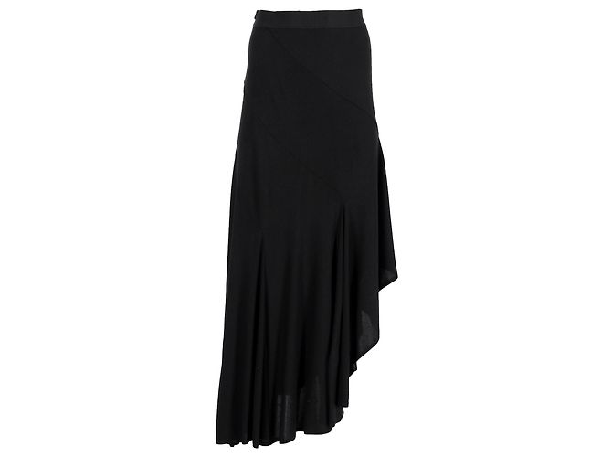 Saia midi assimétrica Max Mara em viscose preta Preto
