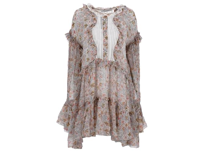 Autre Marque  Philosophy Di Lorenzo Serafini Floral Tiered Mini Dress in Multicolor Viscose Multiple colors Cellulose fibre  ref.2089621