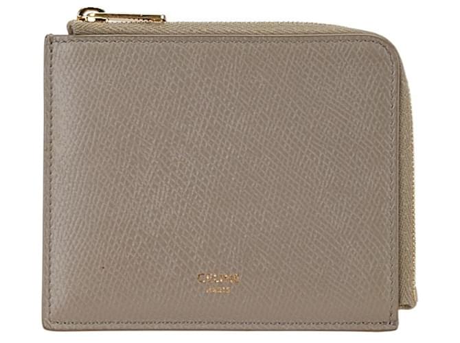 Céline Celine Gray Leather Coin Purse Brown  ref.2090287