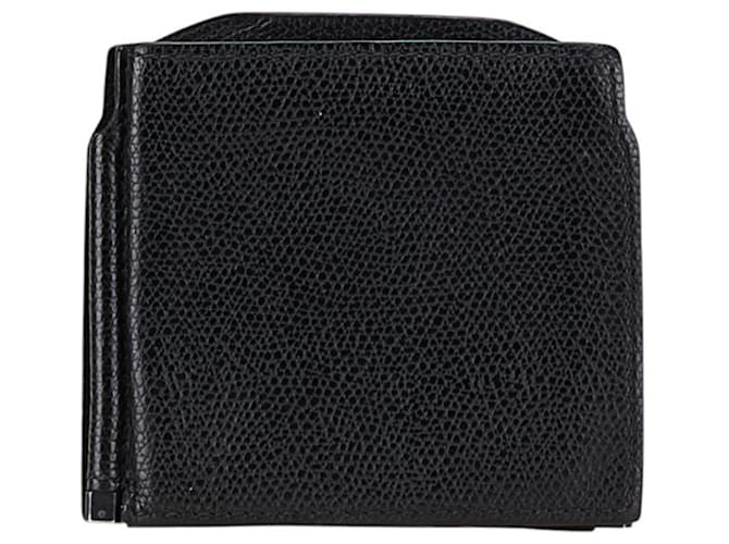 Valextra Black Leather Money Clip Coin Case  ref.2090387