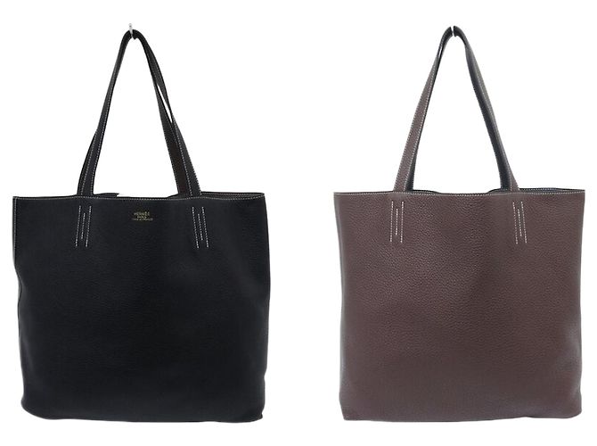 Hermès NUOVA BORSA HERMES DOUBLE SENS 36 PELLE CLEMENCE NERA E MARRONE