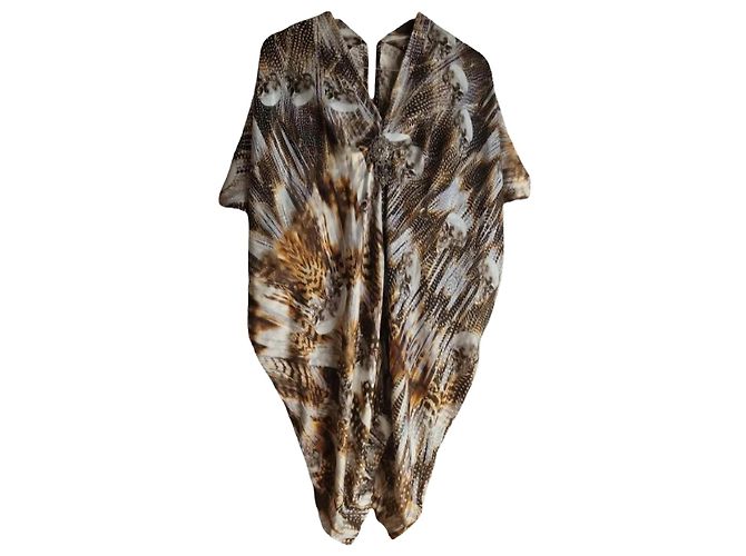 Vestido Philipp Plein de seda tons metálicos prata e bronze Multicor