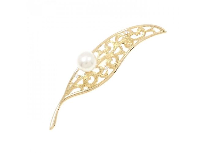 Spilla Tasaki Pearl Leaf Akoya