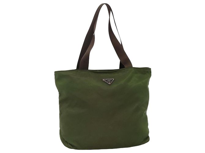 PRADA Bolsa Tote de Nylon Caqui Auth bs22979
