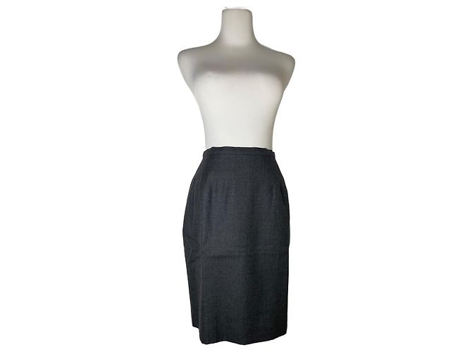 Vintage Dior Wool Skirt Grey 38/M Black