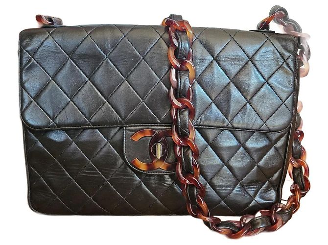 Timeless Borsa Chanel Classic Jumbo in agnello marrone Marrone scuro