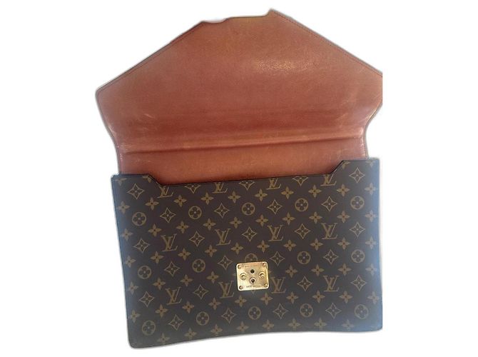 Vintage leather and canvas Louis Vuitton briefcase Brown