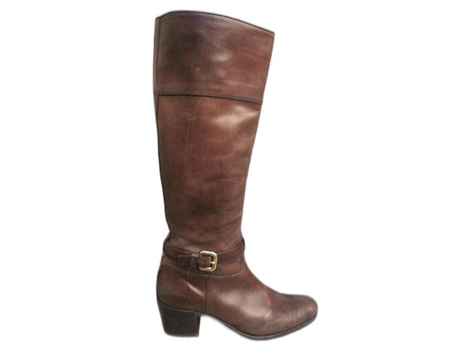 Prada leather boots brown