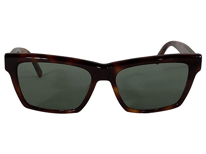Saint Laurent Tortoiseshell Rectangular Sunglasses in Brown Acetate