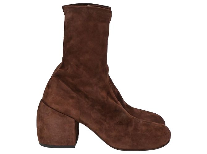 Botas ankle Dries Van Noten 65 em camurça marrom