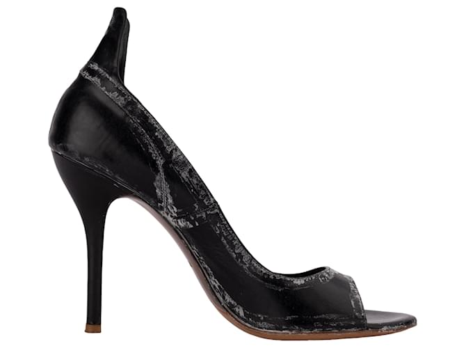 Autre Marque Open Toe Pumps - '10s Black Leather  ref.2092111