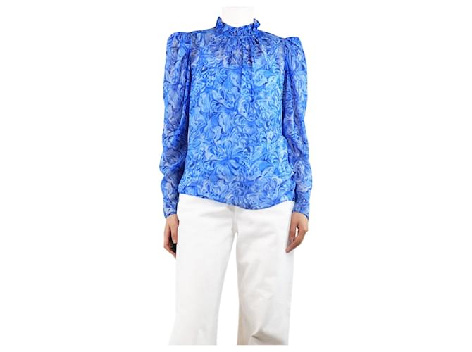 Autre Marque Blue floral silk blouse - size UK 8  ref.2092400