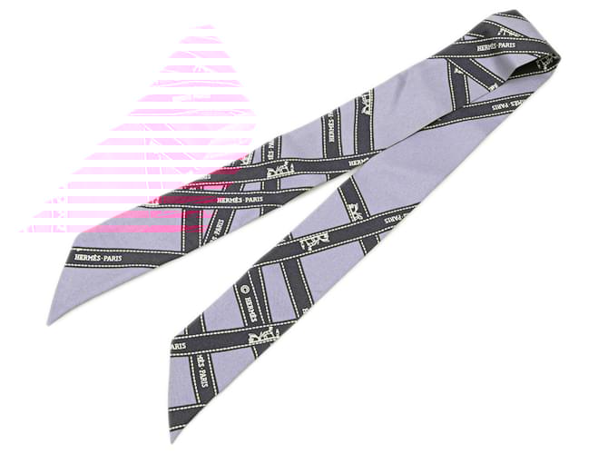 Hermès Purple Bolduc Silk Twilly Scarf Cloth  ref.2092510