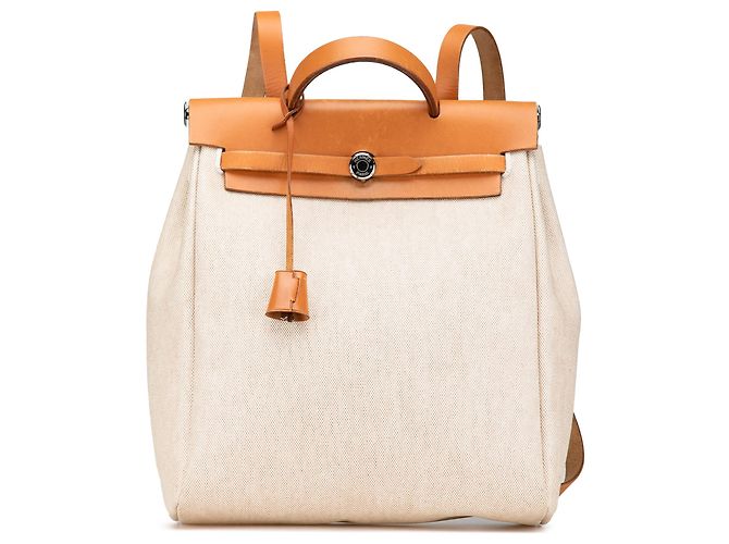 Hermès Brauner Toile Herbag Rucksack Hellbraun