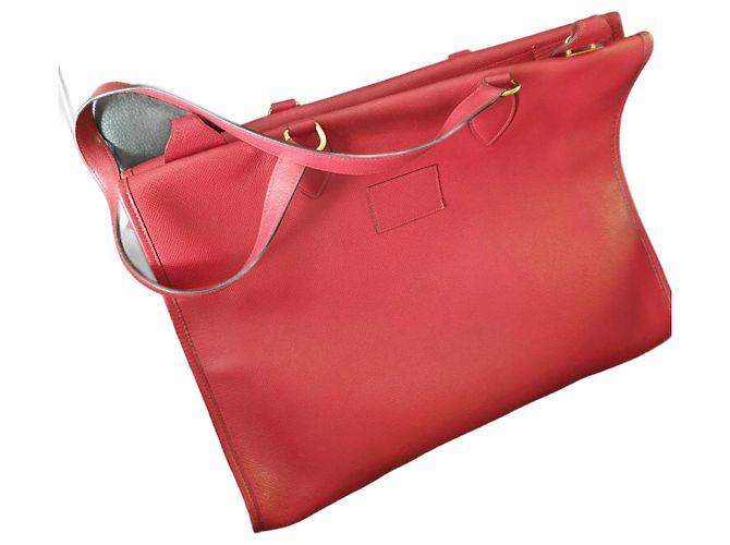 Bolsa de mão Hermès Kaba 40 em couro vermelho