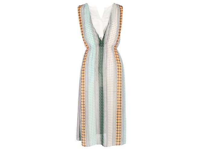Sandro Striped Midi Length Dress in Multicolor Polyester Multiple colors