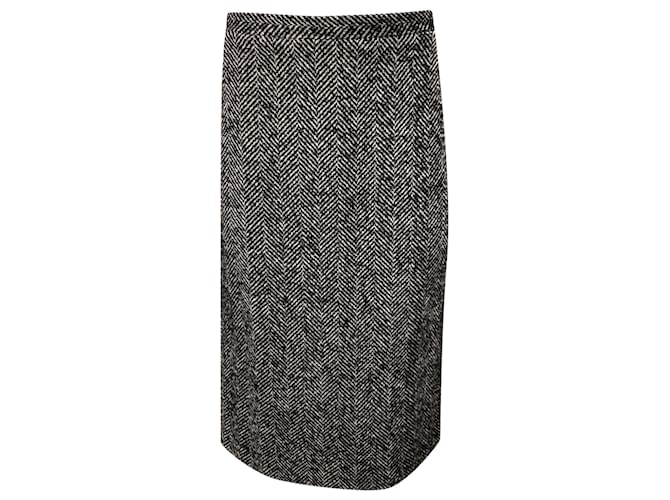 Autre Marque Nº 21 Herringbone Skirt in Black Virgin Wool  ref.2094214