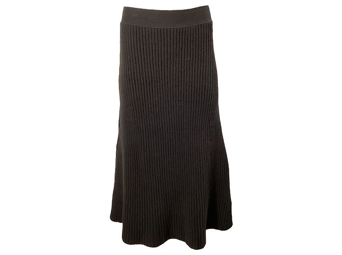 Saia midi distorcida em lã marrom da Bottega Veneta Vermelho