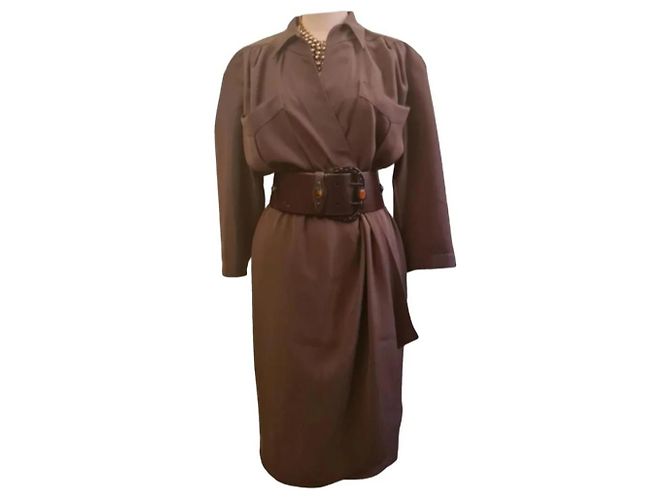 Vestido transpassado Thierry Mugler Marrom Moca