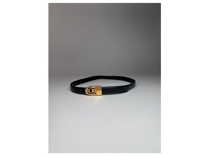 Céline Vintage Celine Paris Leather Belt Black