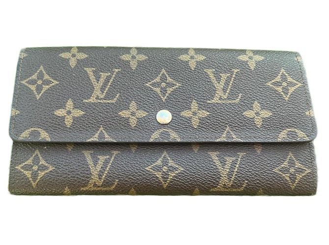 Louis Vuitton Sarah wallet three folds brown leather