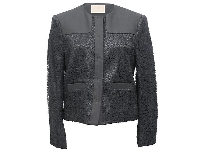 Schwarzer Polyester-Einreiher-Blazer mit Spitzen-Details von Jason Wu