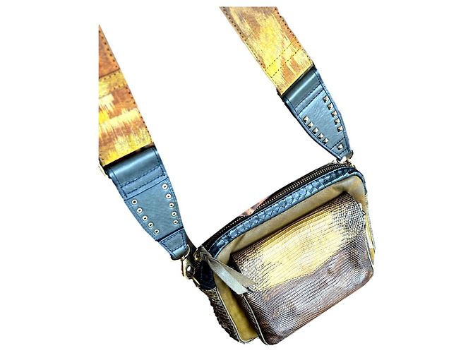 Claris Virot Charly Python Handtasche Khaki Gelb